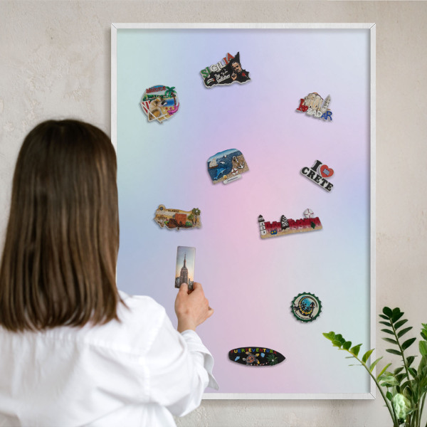 Magnetisch bord voor de muur met witte lijst Pastelkleurige overgang