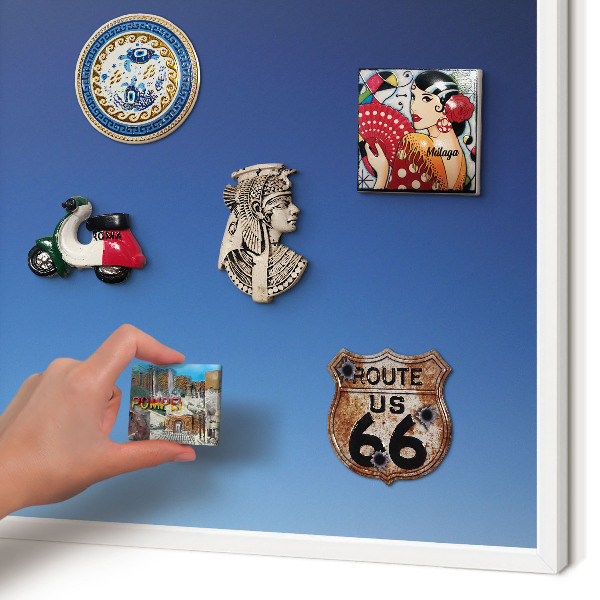 Magnetisch bord van metaal in een witte lijst Blauwe kleurovergangen
