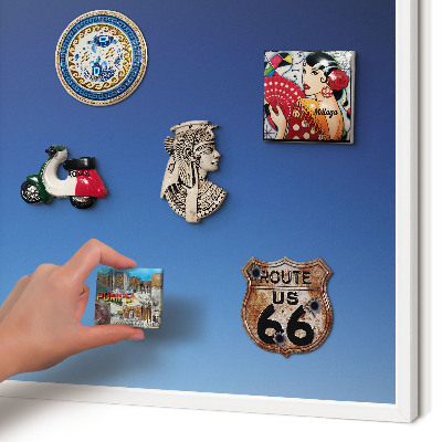 Magnetisch bord van metaal in een witte lijst Blauwe kleurovergangen