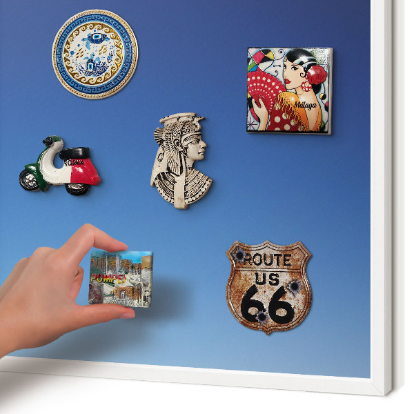 Magnetisch bord van metaal in een witte lijst Blauwe kleurovergangen
