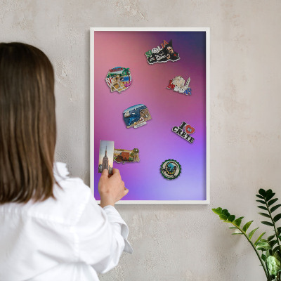 Magnetisch bord van metaal in een witte lijst Kleuren van harmonie