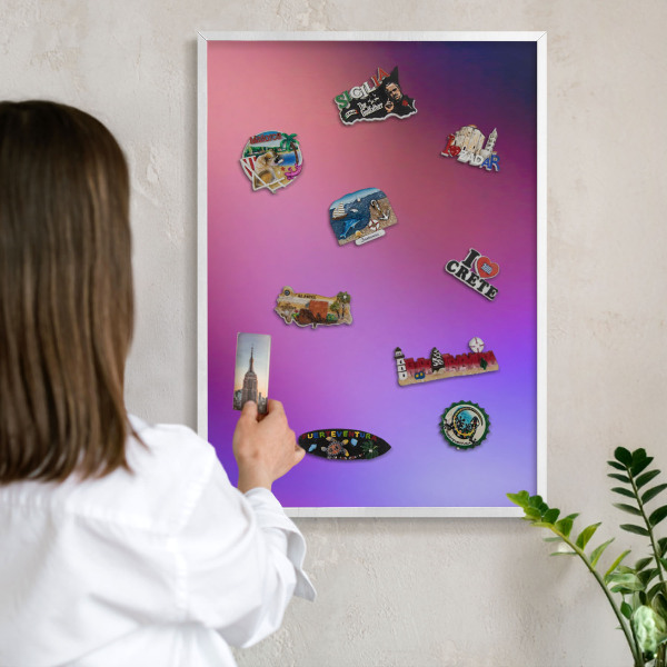Magnetisch bord van metaal in een witte lijst Kleuren van harmonie