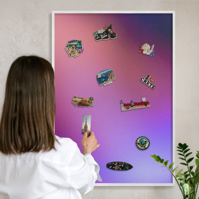 Magnetisch bord van metaal in een witte lijst Kleuren van harmonie