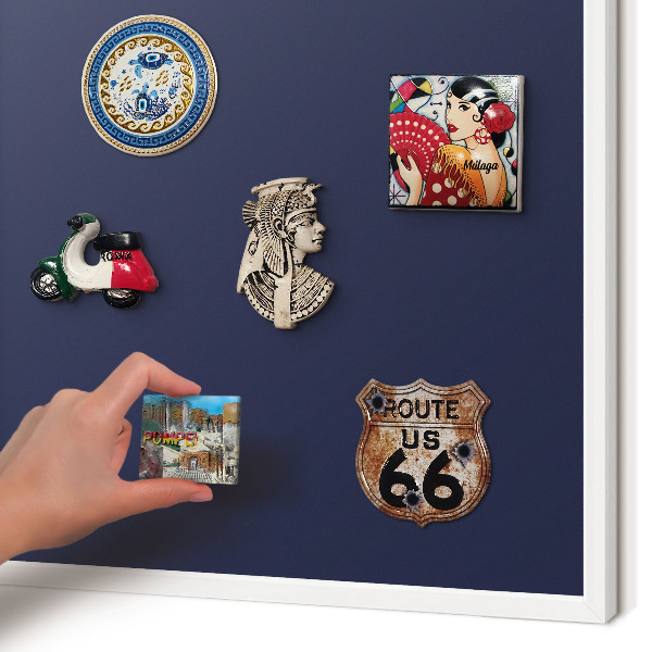 Magnetisch bord van metaal in een witte lijst Donker marineblauw