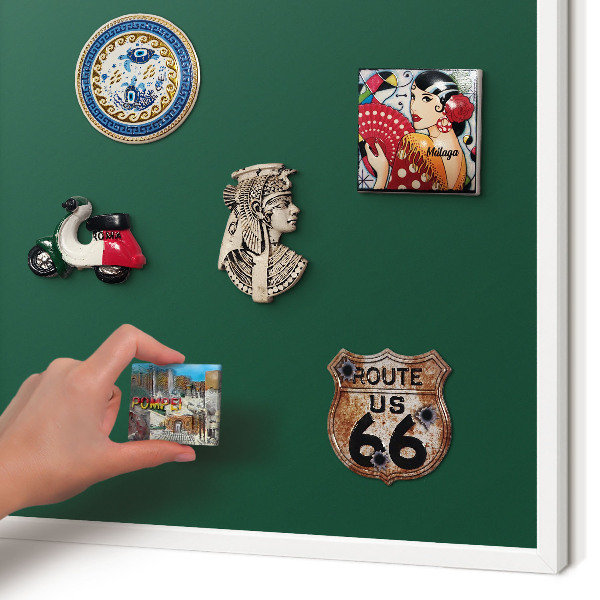 Magnetisch bord van metaal in een witte lijst Flesgroen