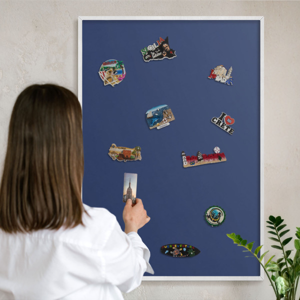 Magnetisch bord voor de muur met witte lijst Levendig marineblauw