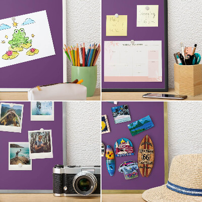 Magnetisch bord voor de muur met witte lijst Sterk paars