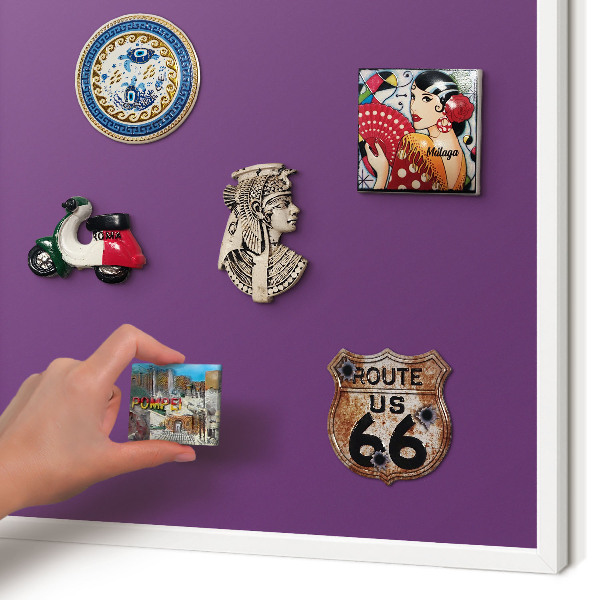 Magnetisch bord voor de muur met witte lijst Sterk paars