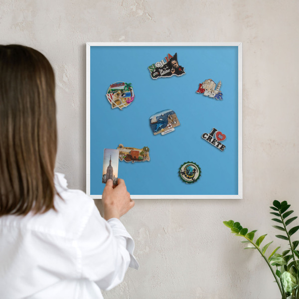 Magnetisch bord voor de muur met witte lijst Blauw water