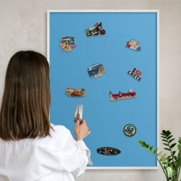 Magnetisch bord voor de muur met witte lijst Blauw water
