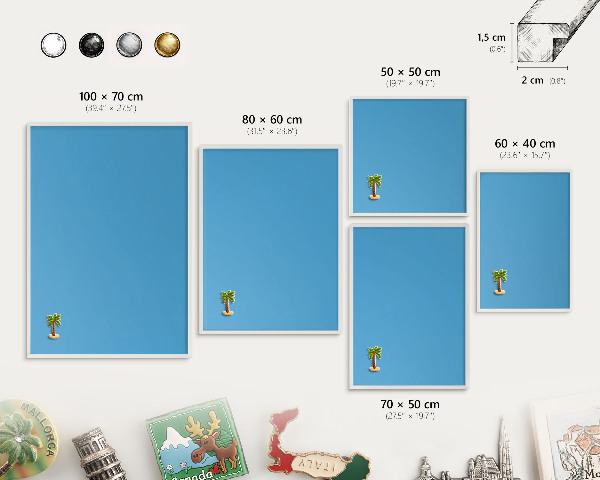 Magnetisch bord voor de muur met witte lijst Blauw water