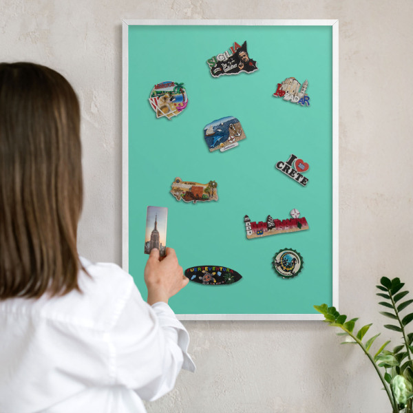 Magnetisch bord van metaal in een witte lijst Sterke munt
