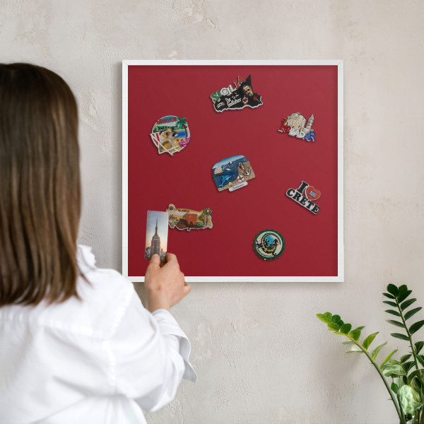 Magnetisch bord voor de muur met witte lijst Licht bordeauxrood