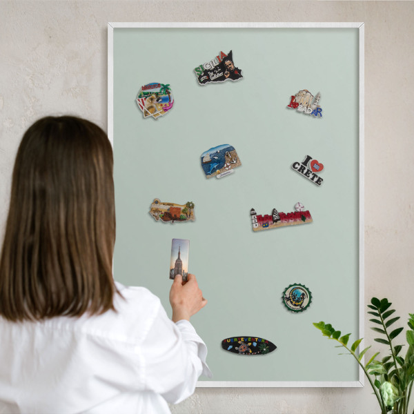 Magnetisch bord voor de muur met witte lijst Lichte munt