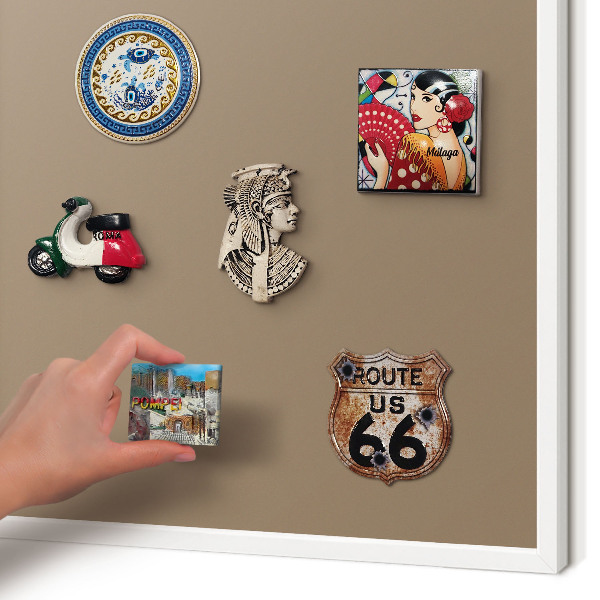 Magnetisch bord voor de muur met witte lijst Neutraal bruin