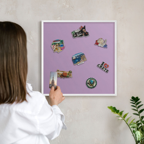 Magnetisch bord voor de muur met witte lijst Lichtpaars