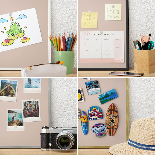 Magnetisch bord voor de muur met witte lijst Beige roze