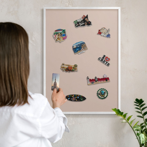 Magnetisch bord voor de muur met witte lijst Beige roze