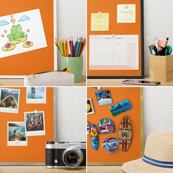 Magnetisch bord voor de muur met witte lijst Sterk oranje