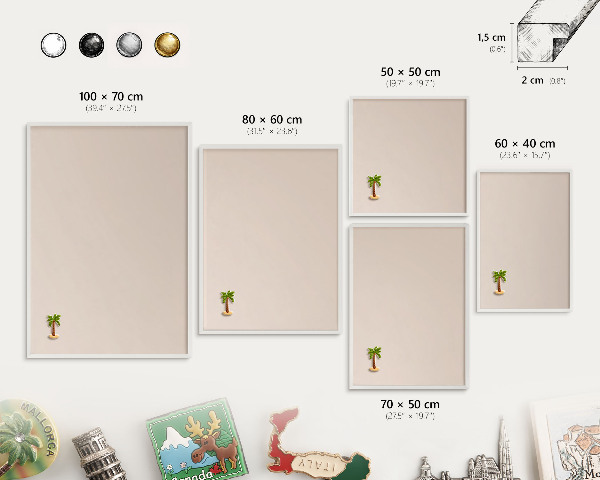 Magnetisch bord voor de muur met witte lijst Warm beige