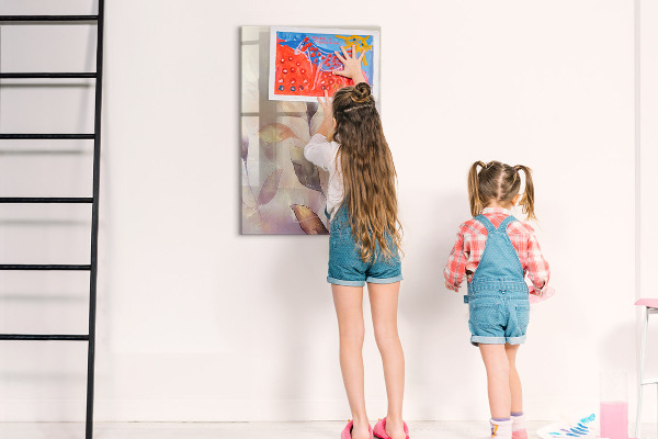 Decoratief glazen wandbord beschrijfbaar en magnetisch Creatief fotopresentatiebord