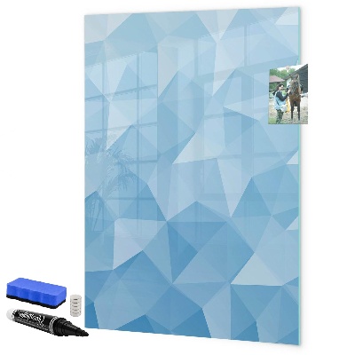 Memobord van glas met print inclusief neodymium magneten Modern fotobord in blauw