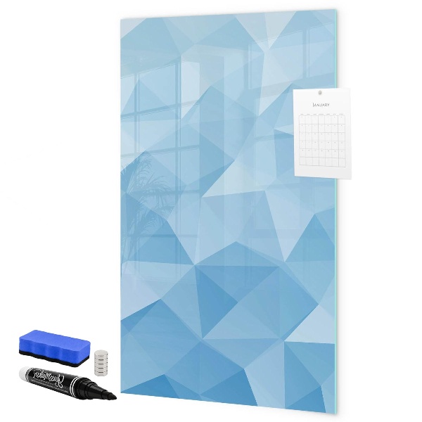 Memobord van glas met print inclusief neodymium magneten Modern fotobord in blauw