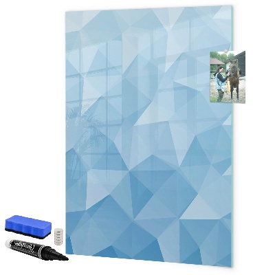 Memobord van glas met print inclusief neodymium magneten Modern fotobord in blauw