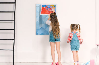 Memobord van glas met print inclusief neodymium magneten Modern fotobord in blauw