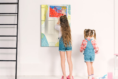 Decoratief glazen wandbord beschrijfbaar en magnetisch Een creatieve ruimte voor herinneringen en foto's