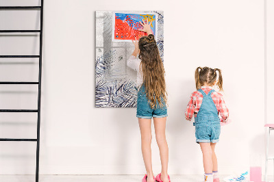 Memobord van glas met print inclusief neodymium magneten Stijlvol fotobord met planten