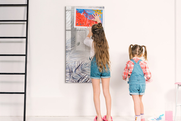 Memobord van glas met print inclusief neodymium magneten Stijlvol fotobord met planten