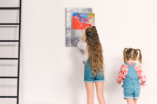 Memobord van glas met print inclusief neodymium magneten Stijlvol fotobord met planten