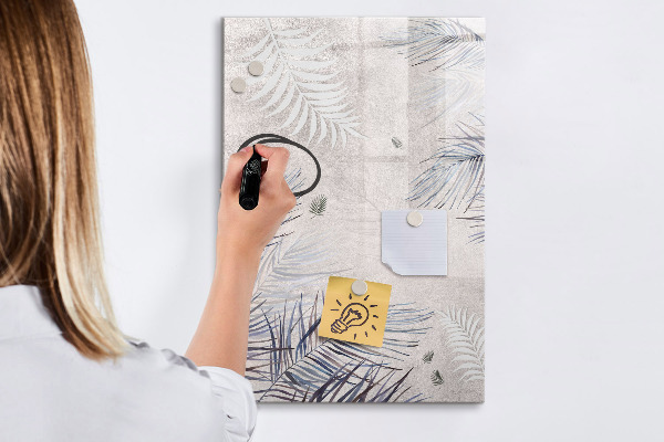 Memobord van glas met print inclusief neodymium magneten Stijlvol fotobord met planten