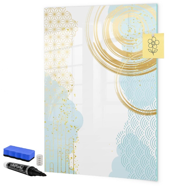 Decoratief glazen wandbord beschrijfbaar en magnetisch Een creatieve ruimte voor herinneringen en notities