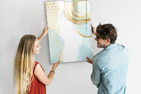 Decoratief glazen wandbord beschrijfbaar en magnetisch Een creatieve ruimte voor herinneringen en notities