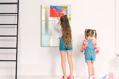 Decoratief glazen wandbord beschrijfbaar en magnetisch Een creatieve ruimte voor herinneringen en notities
