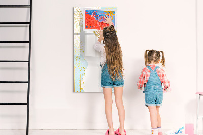 Decoratief glazen wandbord beschrijfbaar en magnetisch Een creatieve ruimte voor herinneringen en notities
