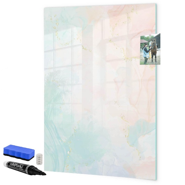 Memobord van glas met print inclusief neodymium magneten Een kleurrijk prikbord voor foto's en notities