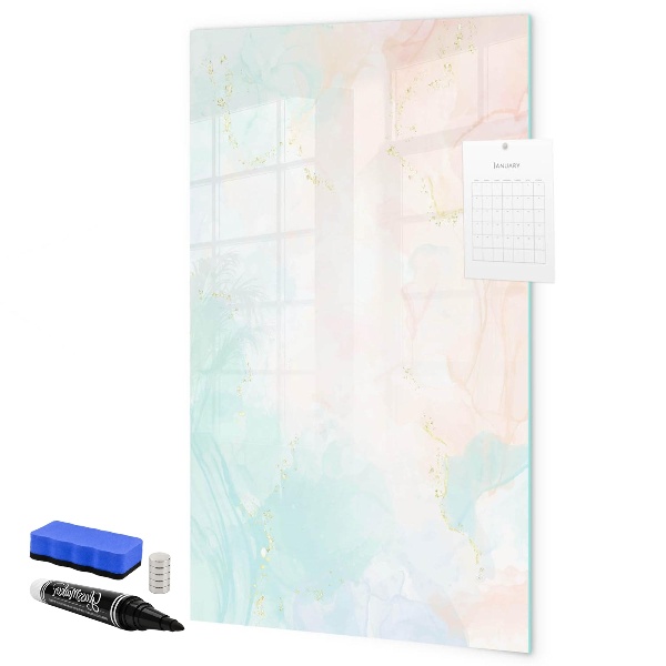 Memobord van glas met print inclusief neodymium magneten Een kleurrijk prikbord voor foto's en notities
