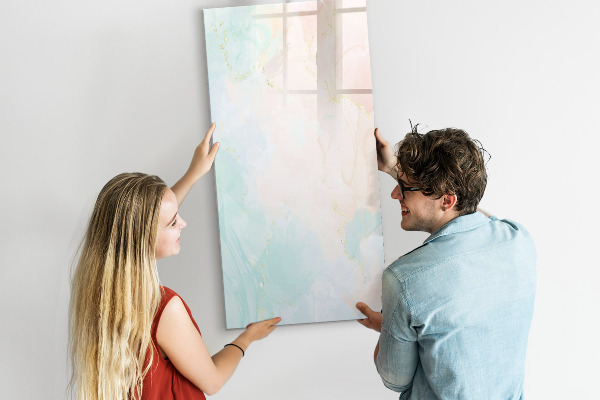 Memobord van glas met print inclusief neodymium magneten Een kleurrijk prikbord voor foto's en notities