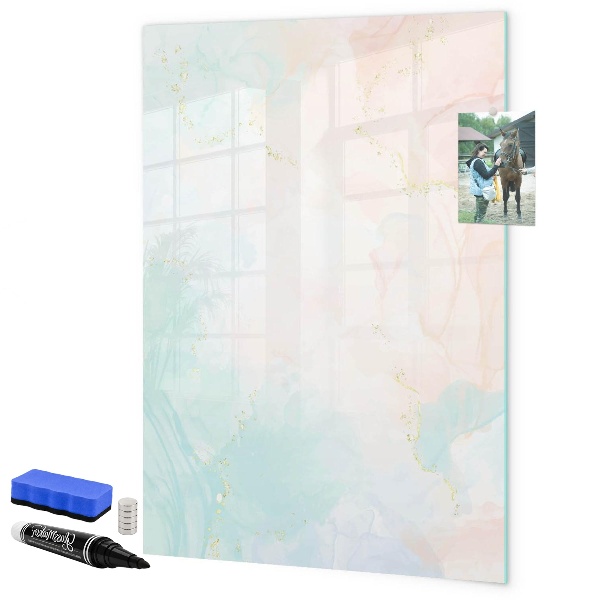 Memobord van glas met print inclusief neodymium magneten Een kleurrijk prikbord voor foto's en notities