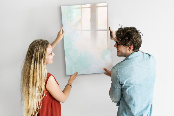 Memobord van glas met print inclusief neodymium magneten Een kleurrijk prikbord voor foto's en notities