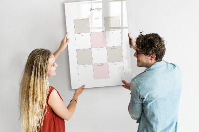 Memobord van glas met print inclusief neodymium magneten Jaarplanner met ruimte voor foto's