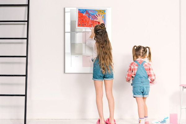 Memobord van glas met print inclusief neodymium magneten Jaarplanner met ruimte voor foto's