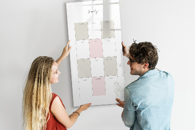 Memobord van glas met print inclusief neodymium magneten Jaarplanner met ruimte voor foto's
