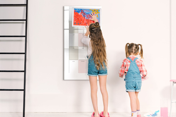 Memobord van glas met print inclusief neodymium magneten Jaarplanner met ruimte voor foto's