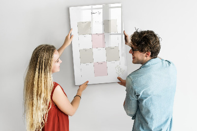 Memobord van glas met print inclusief neodymium magneten Jaarplanner met ruimte voor foto's