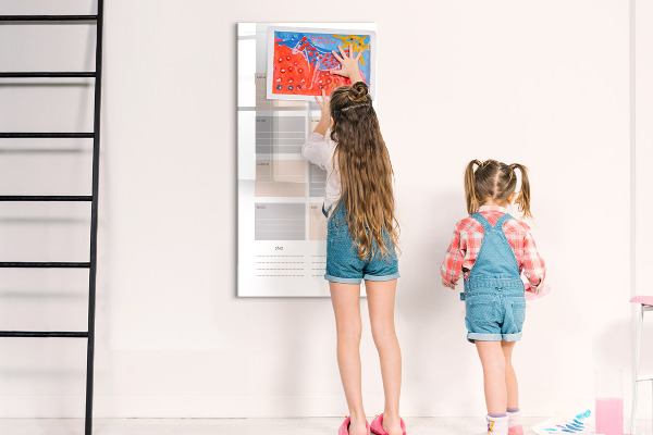 Memobord van glas met print inclusief neodymium magneten Weekplanner met ruimte voor foto's