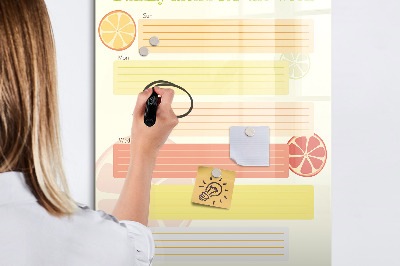 Memobord van glas met print inclusief neodymium magneten Maaltijdplan voor het gezin voor deze week